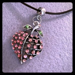 Pretty in pink apple charm necklace